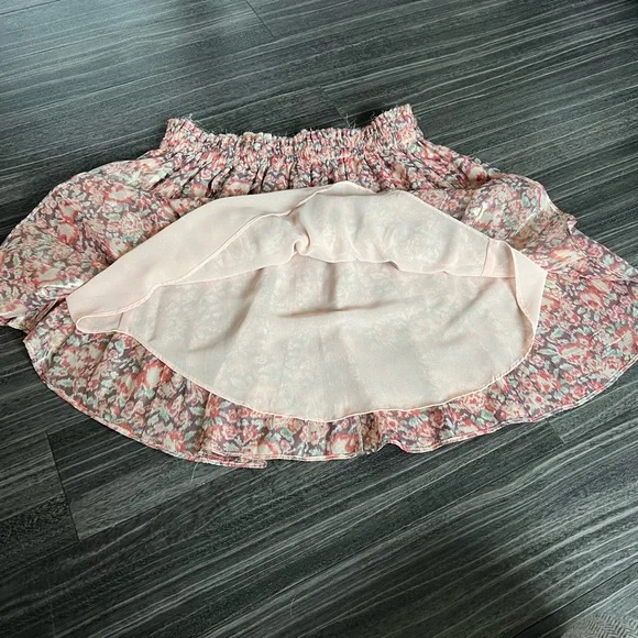 LoveShackFancy Silk Pomegranate Floral Metallic Skirt - Picture 6 of 14